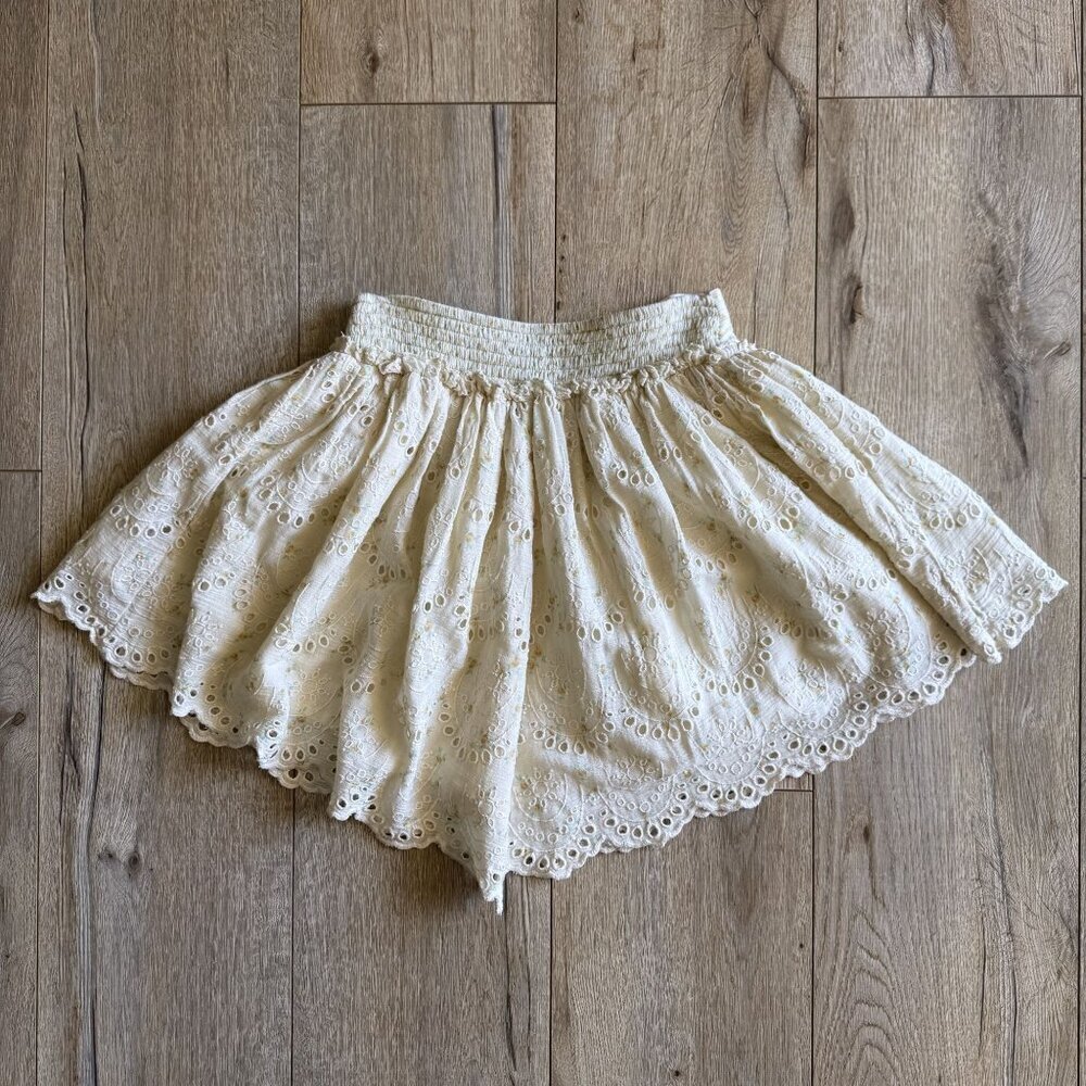 Free People jillian Cream Butter Yellow Ditzy Floral Eyelet Mini Skirt X-Small - Picture 5 of 9